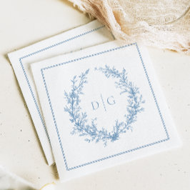Elegant Monogram Blue Bröllop Pappersservett