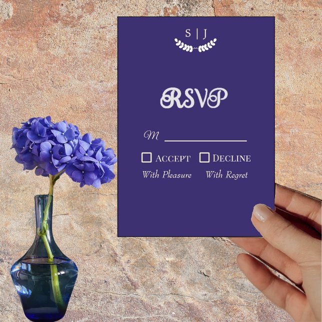 Elegant Monogram Blue Jewel Tone OSA kort (Skapare uppladdad)