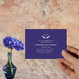 Elegant Monogram Blue Jewel Tone Rehearsal Inbjudningar