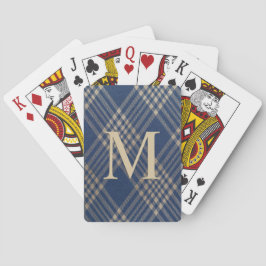 Elegant Monogram Blue och Tan Play Casinokort