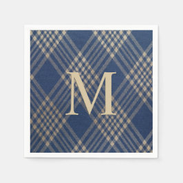 Elegant Monogram Blue och Tan Play Pappersservett