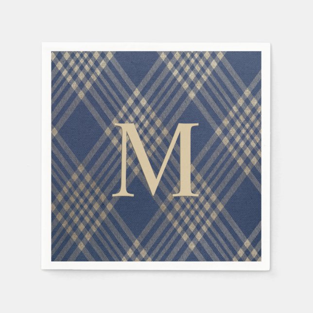 Elegant Monogram Blue och Tan Play Pappersservett (Framsidan)