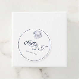 Elegant Monogram Blue Snäcka Bröllop Gåvor Etiketter