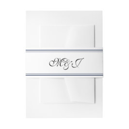 Elegant Monogram Blue Snäcka Sea Bröllop Band För Inbjudningskort