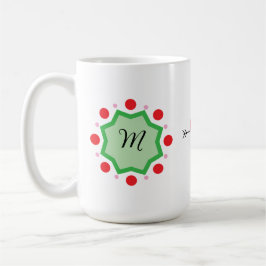 Elegant monogram-bokstav M – Grönt emblem med rött Kaffemugg
