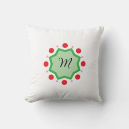 Elegant monogram-bokstav M – Grönt emblem med rött Kudde