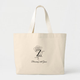 Elegant Monogram Bokstav Z Ros Blommig "Blommar me Jumbo Tygkasse