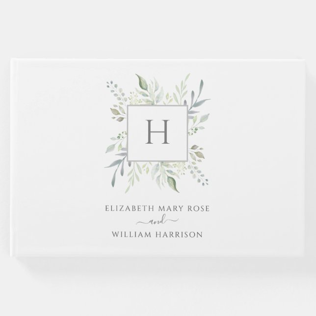 Elegant Monogram Botanical Bröllop Gästböcker (Framsida)