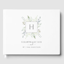 Elegant Monogram Botanical Bröllop Gästböcker