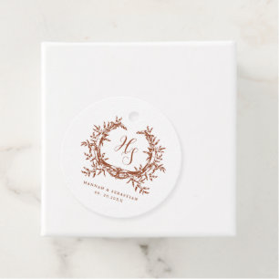 Elegant Monogram Botanisk Kam Gåvor Etiketter