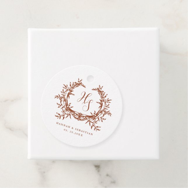 Elegant Monogram Botanisk Kam Gåvor Etiketter (På plats)