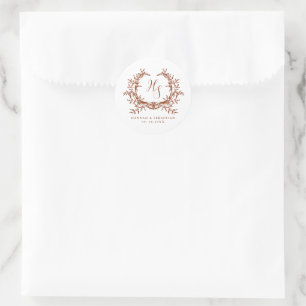 Elegant Monogram Botanisk Kam Runt Klistermärke