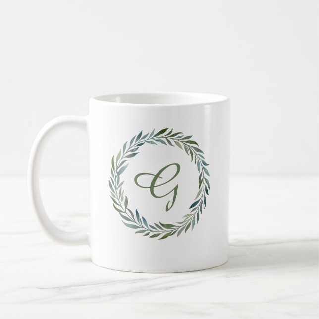 Elegant Monogram botaniskt andetag Kaffemugg (Vänster)