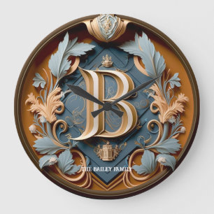 Elegant monogram brev B Royal Family Namn Stor Klocka