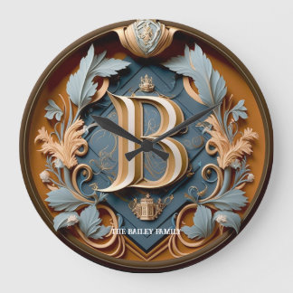 Elegant monogram brev B Royal Family Namn Stor Klocka