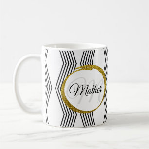 Elegant Monogram Brev  Svartvitt Kaffemugg