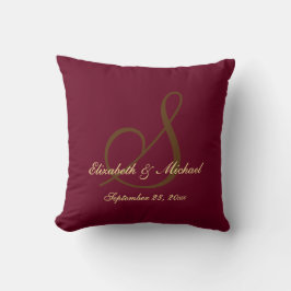Elegant Monogram Bride Groom Namn Bröllop Pillow Kudde