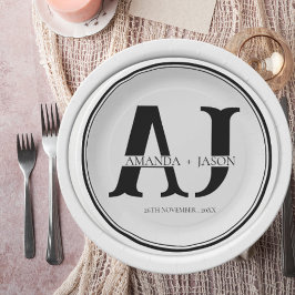 Elegant Monogram Bride Groom Namn Bröllopsfest