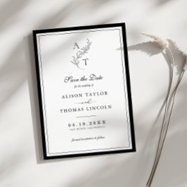 Elegant Monogram Bröllop Bevara Datum-kort Inbjudningar