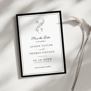Elegant Monogram Bröllop Bevara Datum-kort Inbjudningar