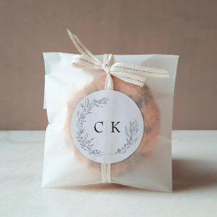 Elegant Monogram Bröllop Classic Round Sticker Runt Klistermärke