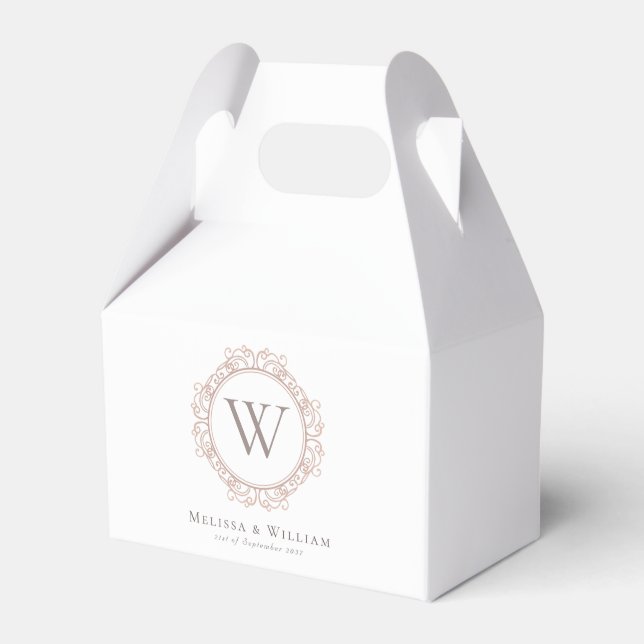 Elegant Monogram Bröllop Classic White Presentaskar (Framsidan Sidan)