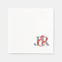 Elegant Monogram Bröllop Cocktail Papper Napkins Pappersservett