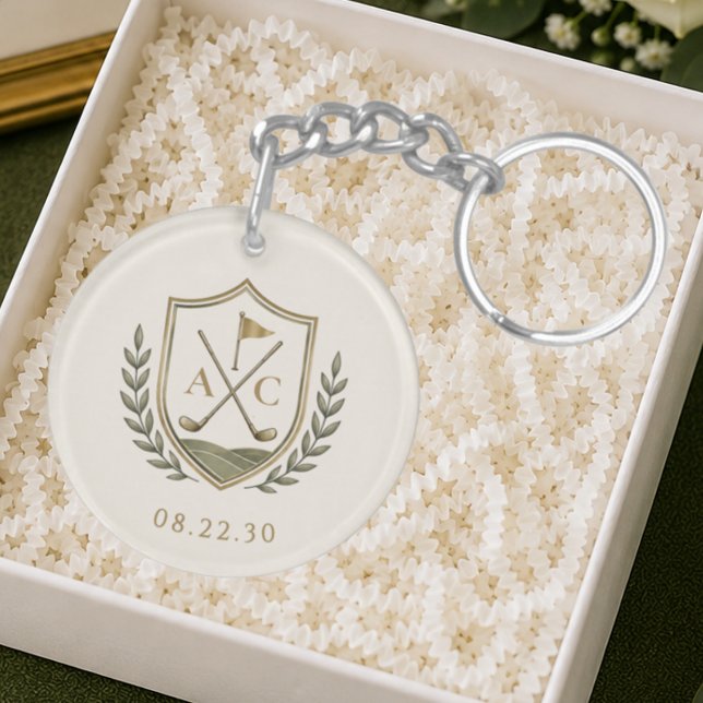 Elegant Monogram Bröllop Golf Crest (Skapare uppladdad)