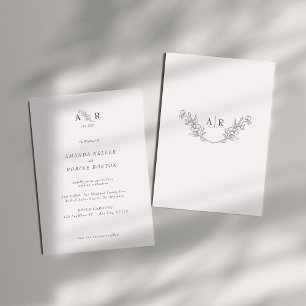 Elegant Monogram Bröllop Inbjudningar