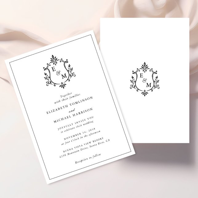 Elegant monogram bröllop inbjudningar (Skapare uppladdad)