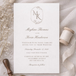 Elegant Monogram Bröllop | Klassisk Formell Inbjudningar