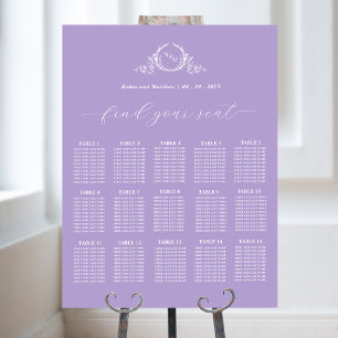 Elegant Monogram Bröllop Lila Sittplatsdiagram - t Poster