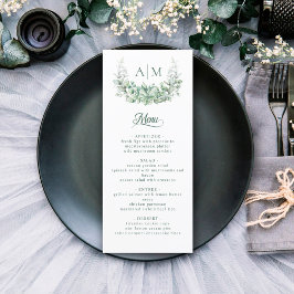 Elegant Monogram Bröllop Menu för botaniskt andedr Meny