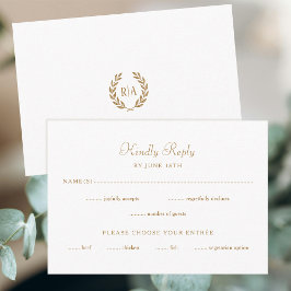 Elegant Monogram Bröllop OSA Card Guld White