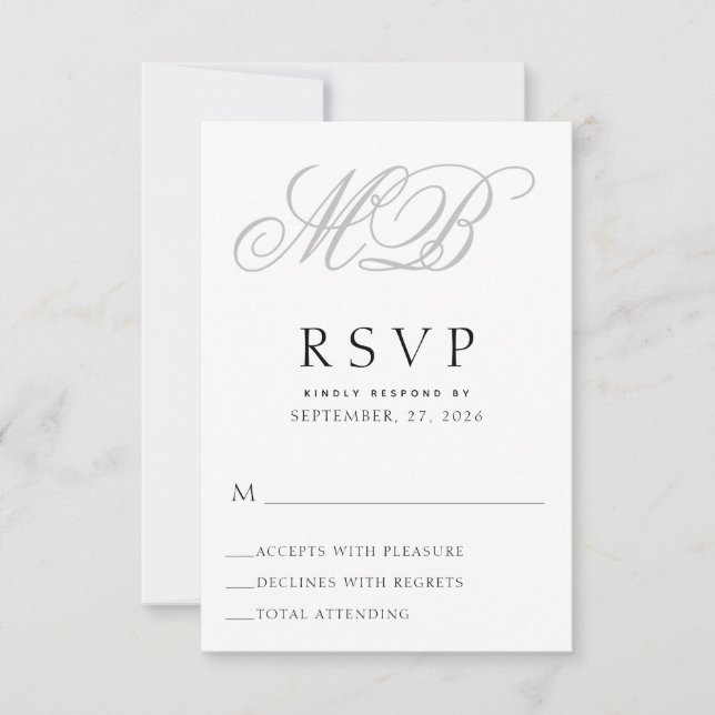 Elegant Monogram Bröllop OSA Kort (Framsida)