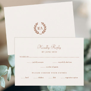 Elegant Monogram Bröllop OSA Terracotta Cream Kort