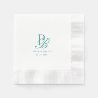 Elegant Monogram Bröllop Övning Middag Pappersservett