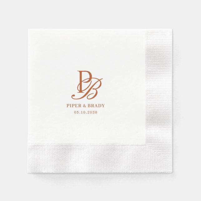Elegant Monogram Bröllop Övning Middag Pappersservett (Framsidan)