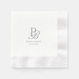 Elegant Monogram Bröllop Övning Middag Pappersservett
