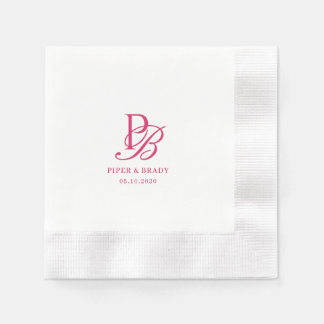 Elegant Monogram Bröllop Övning Middag Pappersservett