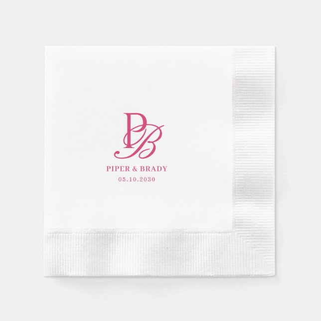 Elegant Monogram Bröllop Övning Middag Pappersservett (Framsidan)