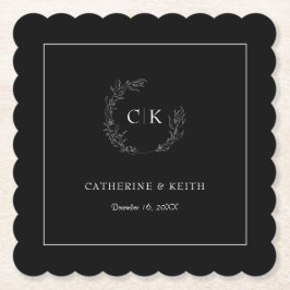 Elegant Monogram Bröllop Papper Underlägg