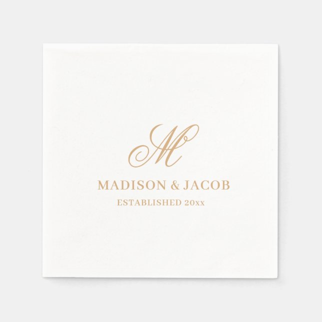 Elegant Monogram Bröllop  Pappersservett (Framsidan)