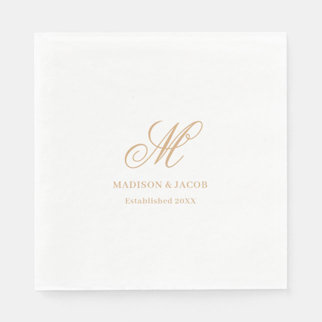 Elegant Monogram Bröllop  Pappersservett (Framsidan)