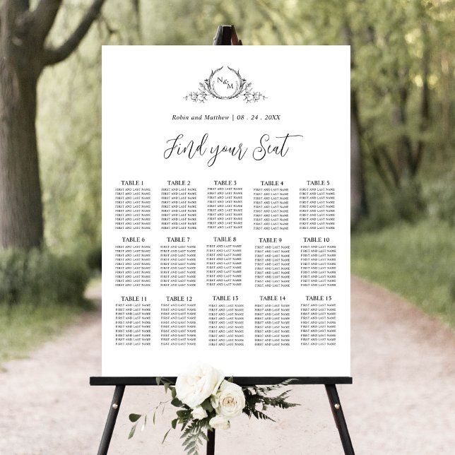 Elegant Monogram Bröllop-platshållarskylt Poster (Skapare uppladdad)