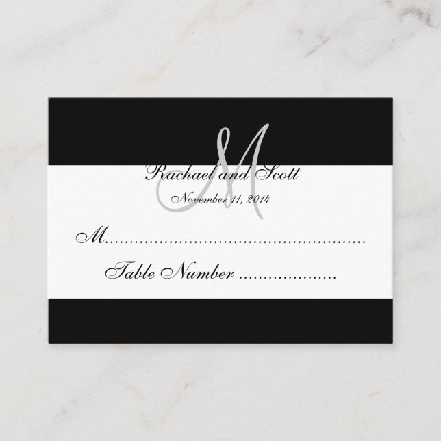 Elegant Monogram Bröllop-platskort Placeringskort (Framsida)