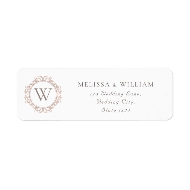 Elegant Monogram Bröllop Returadress  Etikett (Framsidan)