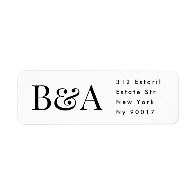 elegant monogram bröllop returadress returadress etikett (Framsidan)