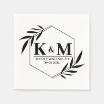 elegant monogram bröllop svart och vitt