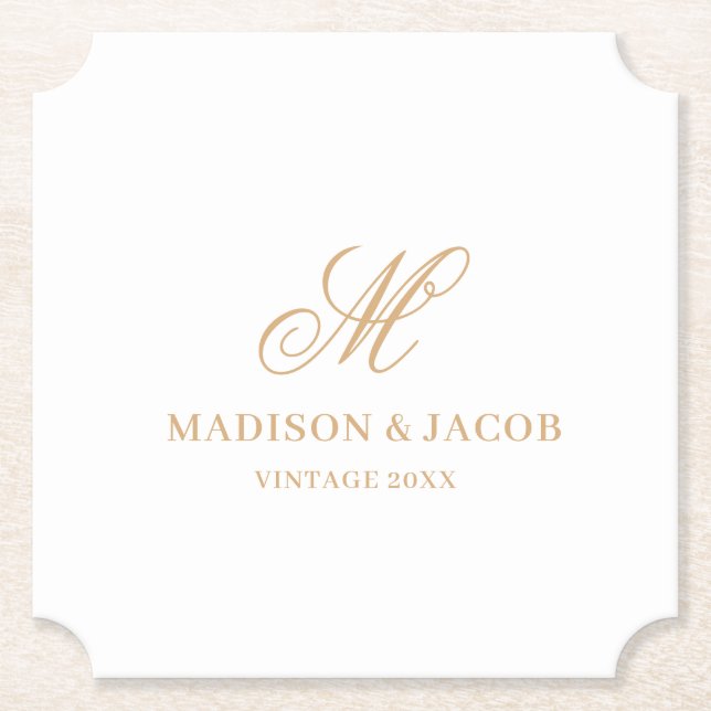Elegant Monogram Bröllop  Underlägg Papper (Framsida)